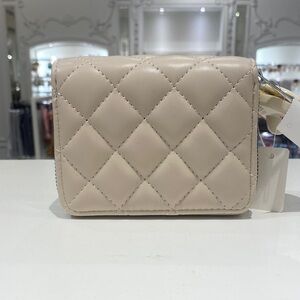 Faux leather Cream Quilted chevron wallet  coin purse cardholder Unisex wallet